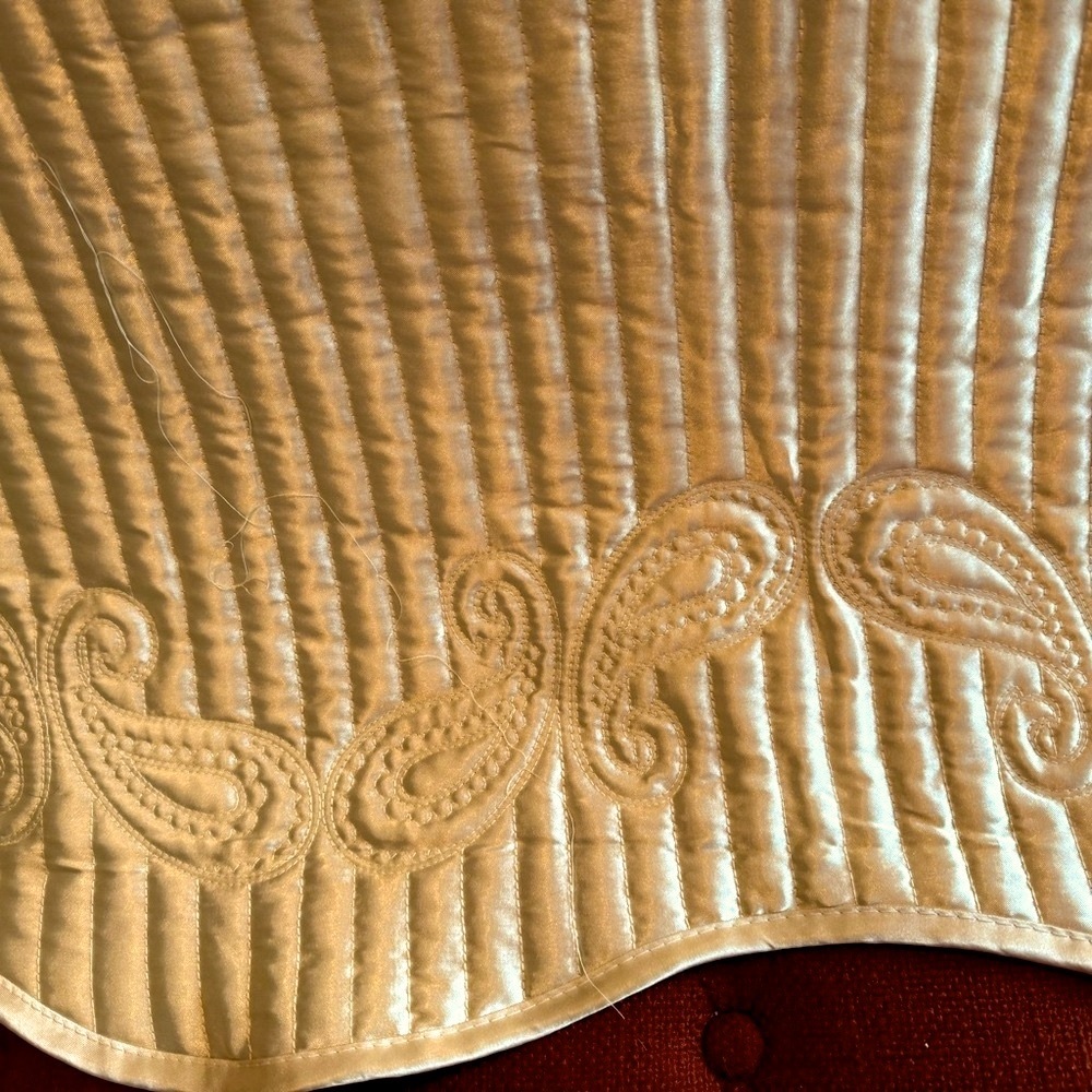 Serenta Quilted Satin Coverlet/Spread - Oversized - Gold - Picture 3 of 11
